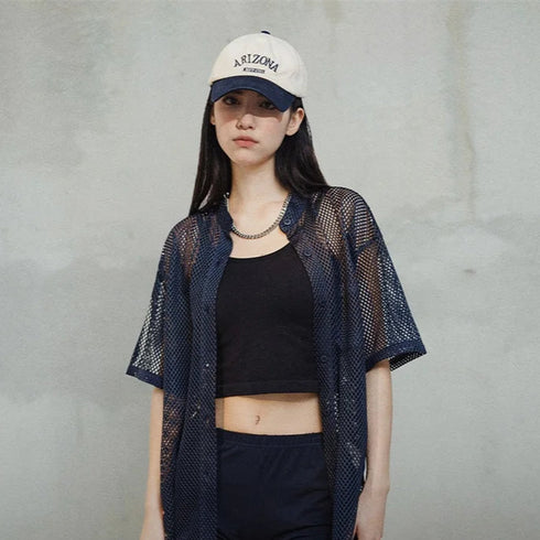 Women's Hollow Out Mesh Shirt – Loose Short Sleeve Summer Blouse & Lightweight Cardigan